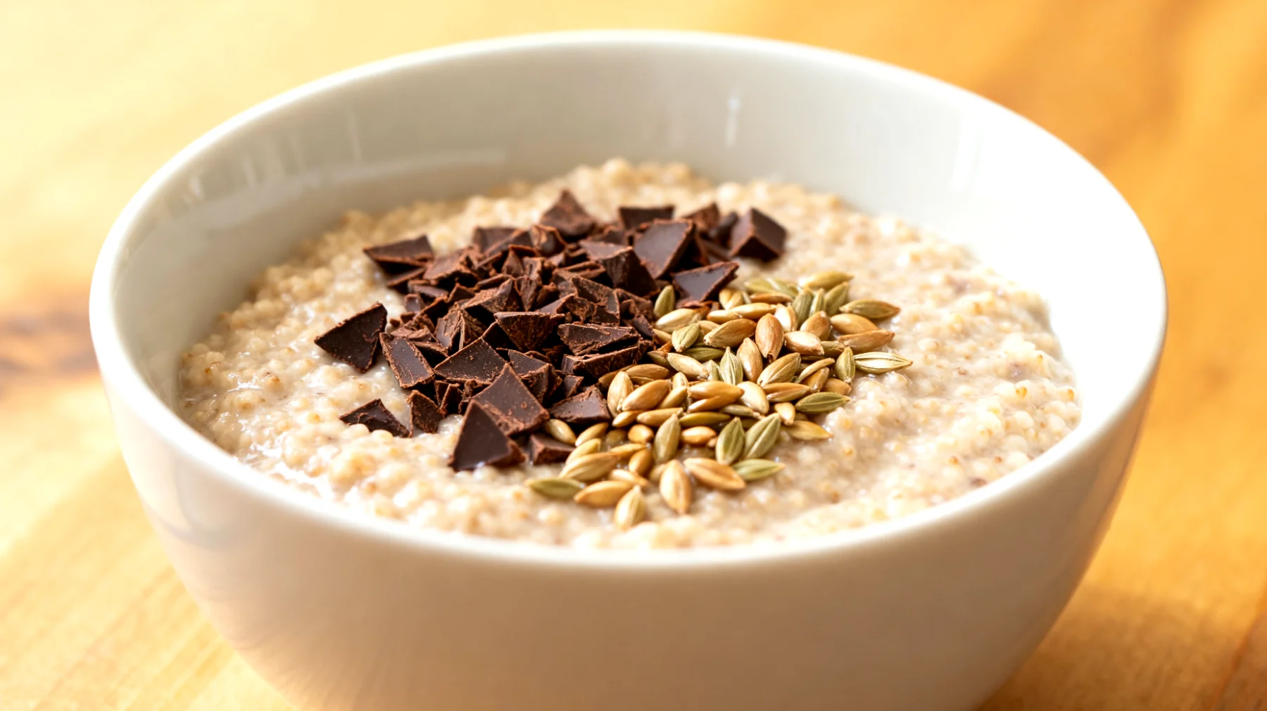 Amaranth-Porridge mit Kakaonibs und Hanfsamen"