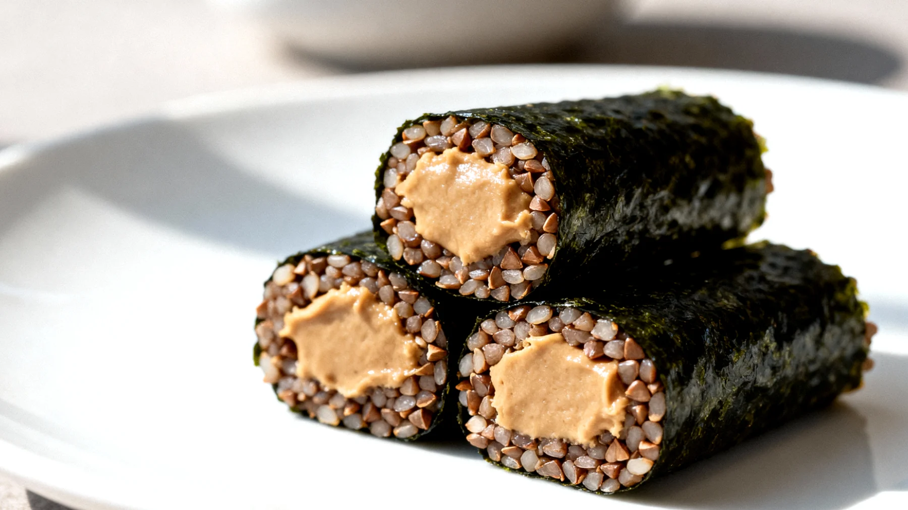 Buchweizen-Nori-Röllchen mit Walnusspaste"