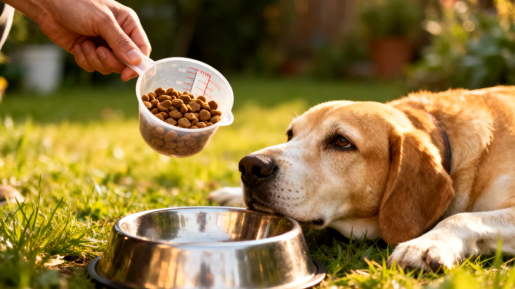 Hunde benötigen im Garten eine ausgewogene und artgerechte Ernährung, die ihrem Aktivitätslevel und den Umgebungsbedingungen angepasst ist, um Energiemangel oder Überfütterung zu vermeiden"