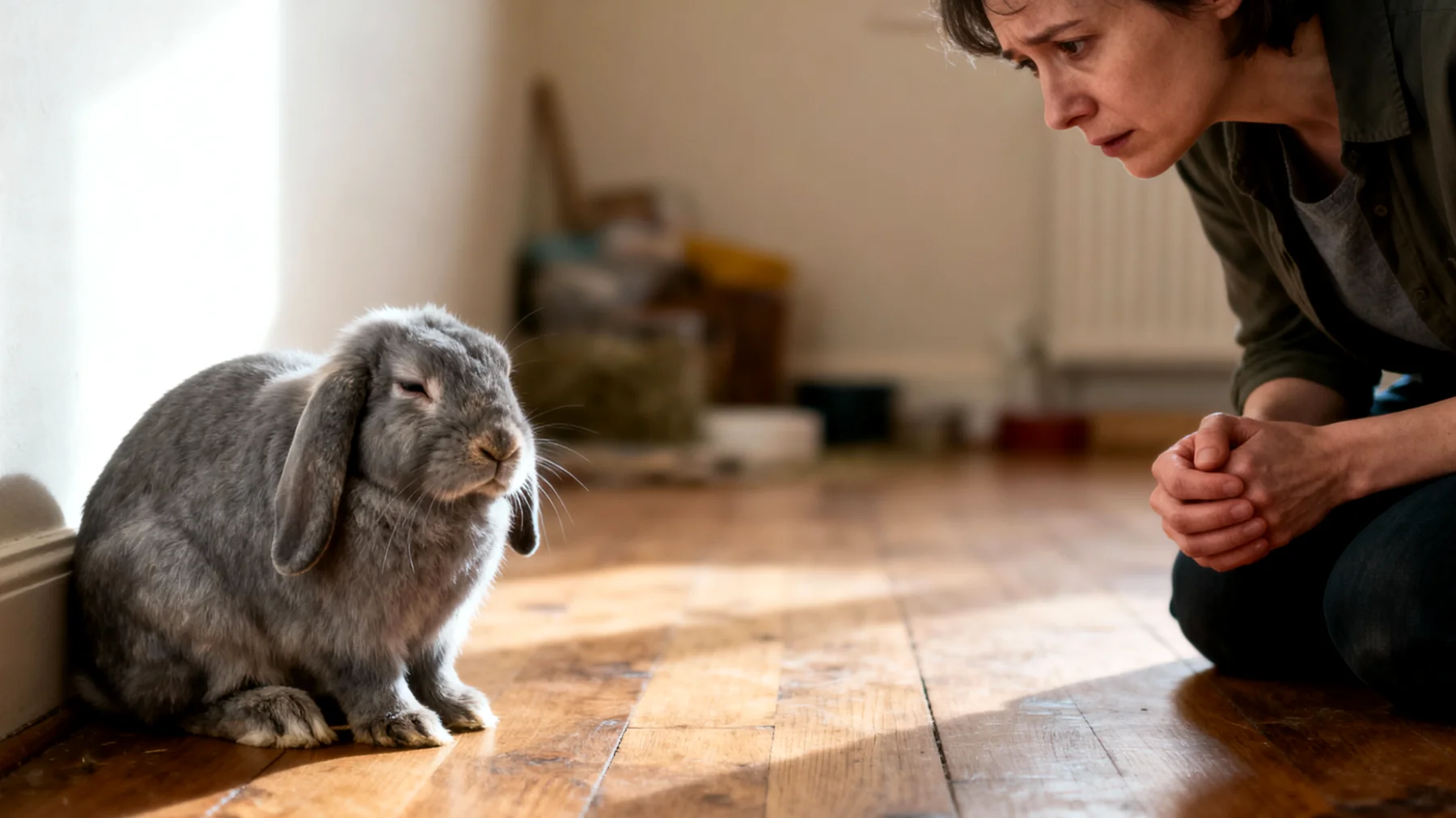 Ältere Kaninchen zeigen oft eingeschränkte Mobilität und verlieren das Interesse an Bewegung, was das Training von grundlegenden Verhaltensweisen wie dem Kommen auf Ruf oder der Nutzung der Toilette erschwert"