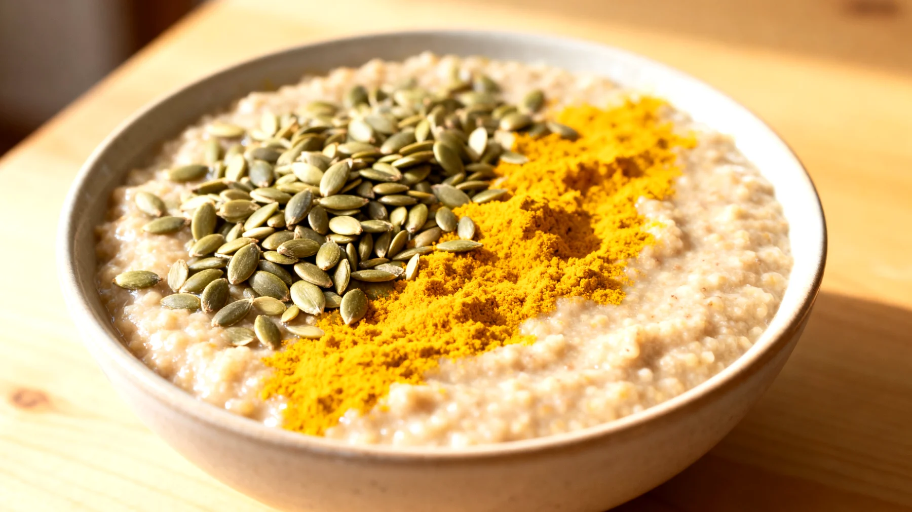 Amaranth-Porridge mit Hanfsamen und Kurkuma"