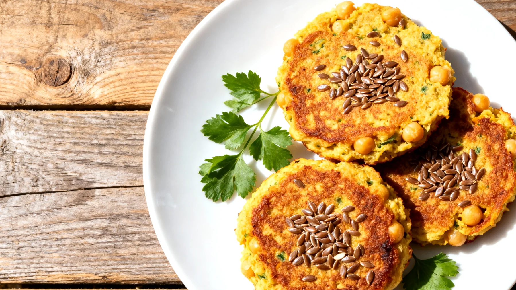 Kichererbsen-Pancakes mit Leinsamen (herzhafte Variante)"