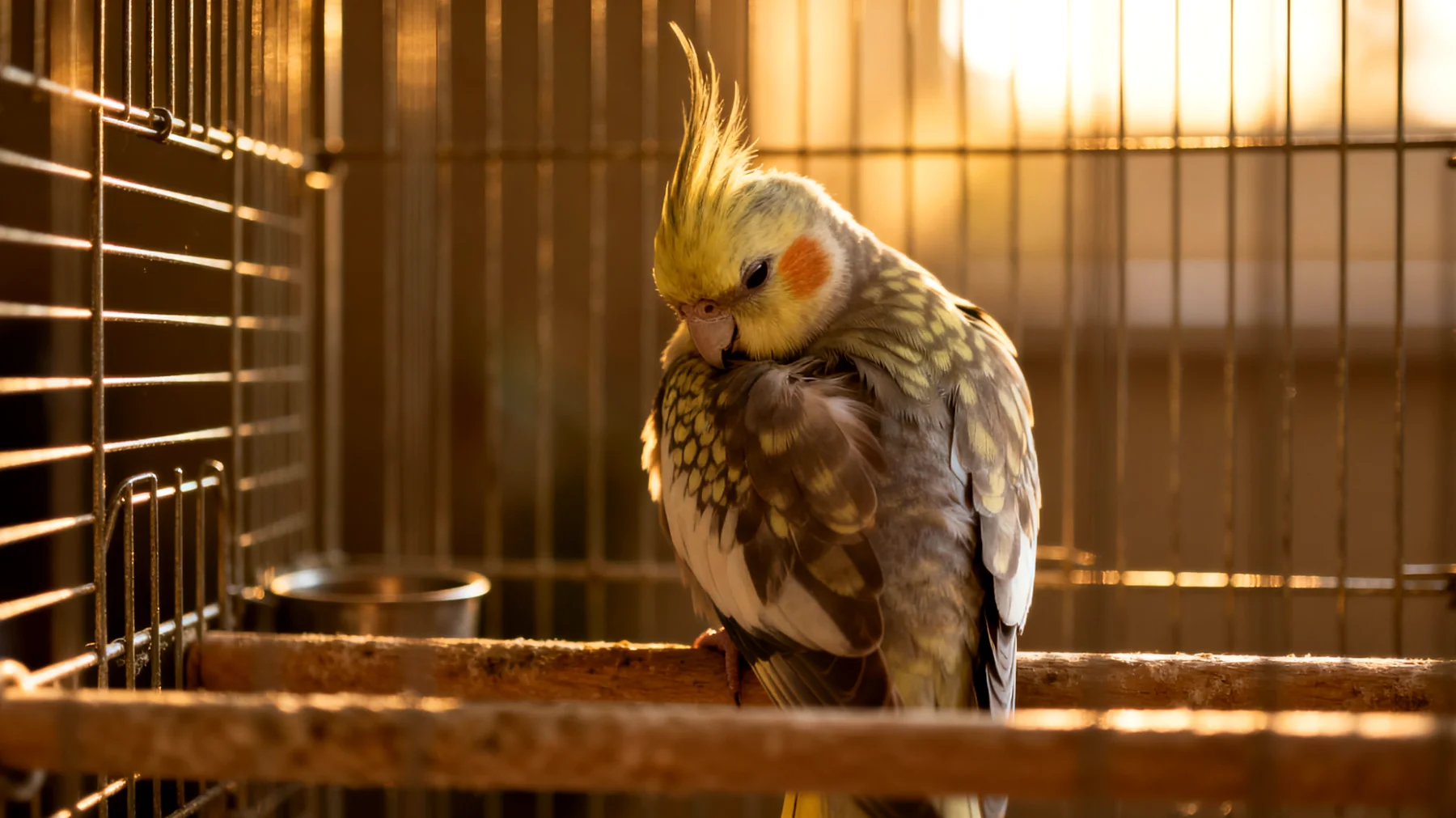 Nymphensittiche benötigen im Käfig ausreichend Beschäftigung und Spielmöglichkeiten, um Langeweile und Verhaltensstörungen wie Federrupfen zu vermeiden, da sie als intelligente Vögel mentale Stimulation brauchen"